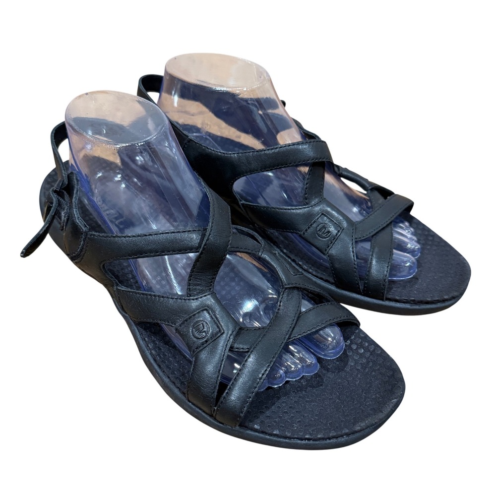 Merrell Agave Black Leather Strappy Slingback Sandals Womens 11 Casual Comfort